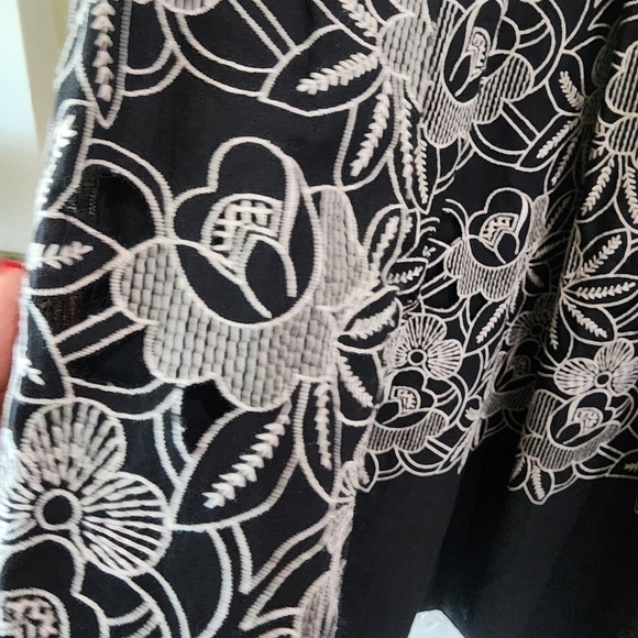 TIBI Embroidered Black White Midi Skirt - Picture 7 of 10